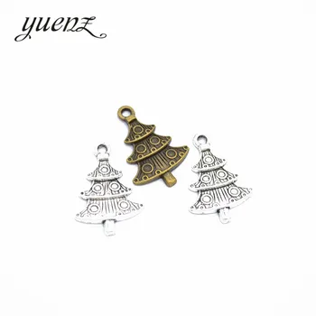 YuenZ 15db Antik ezüstözött karácsonyfa Charms Medálok nyaklánc ékszerkészítéshez DIY kézzel készített 26 * 18mm Q232