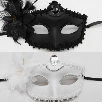 Álarcosbál Party Tánc Jelmez Halloween félálarc dekorációk Halloween maszk Női szexi toll virág szemmaszk