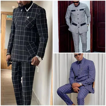 Új 2 db-os férfi nadrág szettek elegáns, kiváló minőségű szociális teljes öltönyök öltözködéséhez Luxus designer kabát férfiaknak Márka alkalmi ruházat blézer