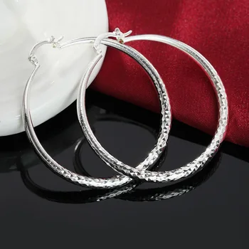 Új 925 sterling ezüst fülbevaló divat egyszerű Gypsophila Nagy fülbevaló nőknek Charm ékszerek Esküvői ajándékok 50MM