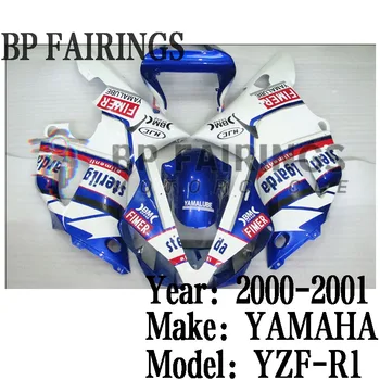 Új ABS műanyag burkolat Yamaha YZF R1 2000 2001 Karosszéria alkatrészek burkolat szett R1 00 01 Kék Fehér