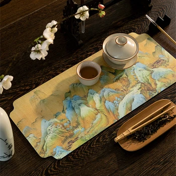 Új kínai tányéralátét abszorbens gyorsan száradó kovamoszat iszap teaszőnyeg kétoldalas csúszásmentes teaasztal Zen szőnyeg kínai festés tányéralátét